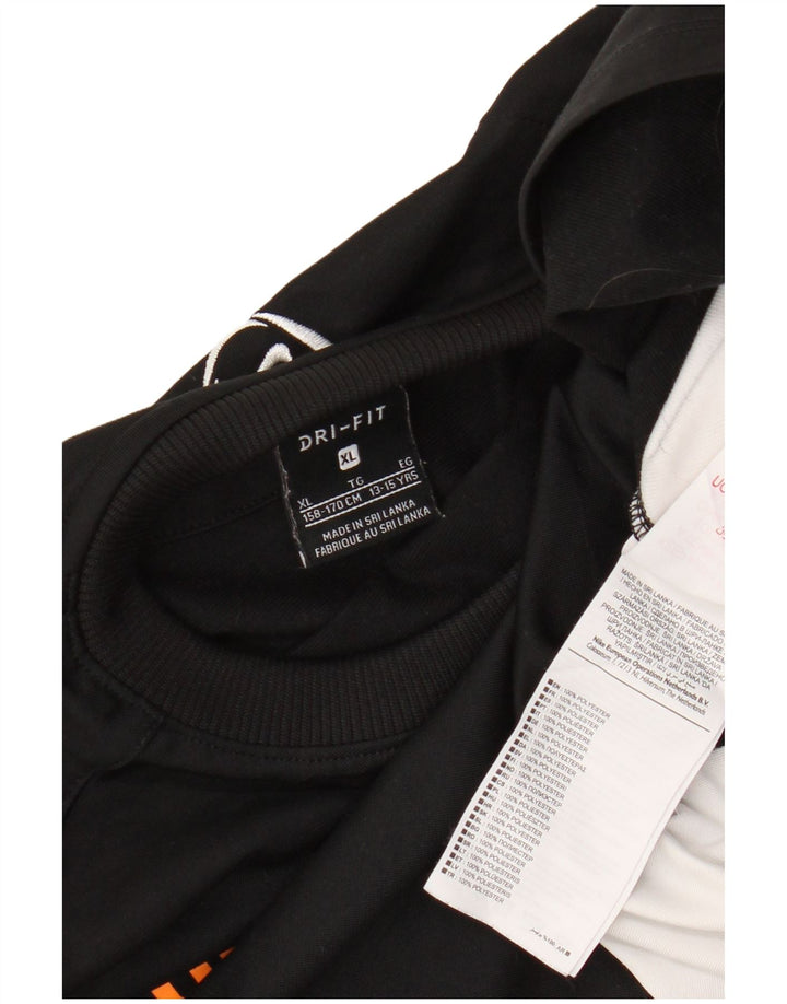 Nike drenge Dri Fit grafisk top langærmet 13-14 år XL sort farveblok