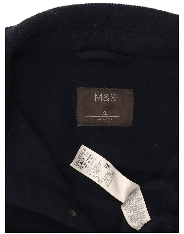 Marks & Spencer Fleeceskjorte til mænd XL marineblå polyester