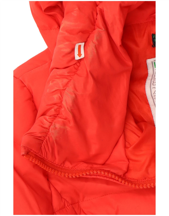 Benetton Dame Hætte Polstret Frakke IT 44 Medium Orange Polyamid
