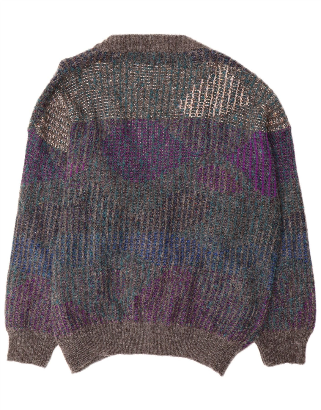 NANI BON Herre Cardigan Sweater IT 52 Stor Grå Colourblock Uld