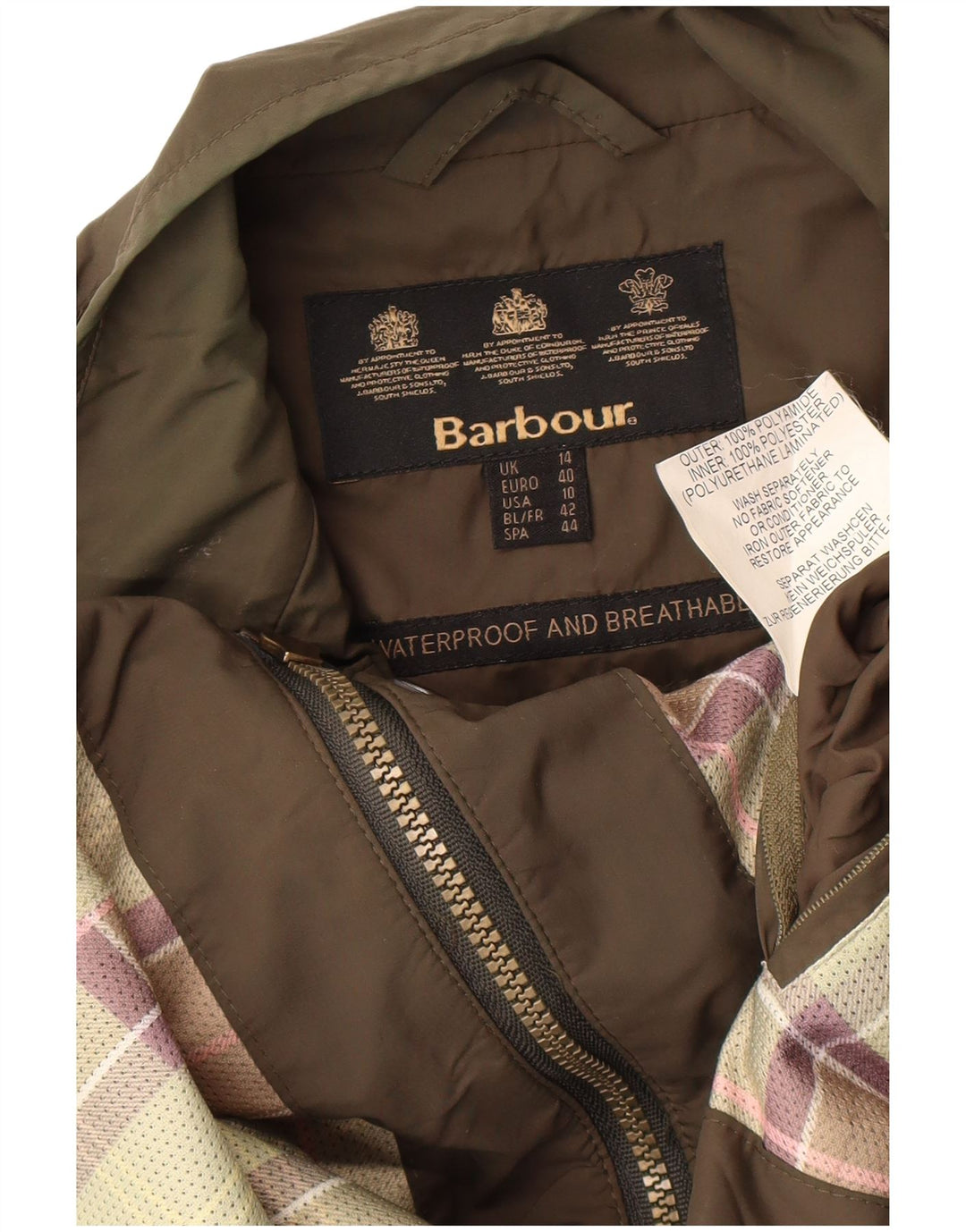 Barbour Womens Utility Jacket UK 14 Large Khaki Polyamid