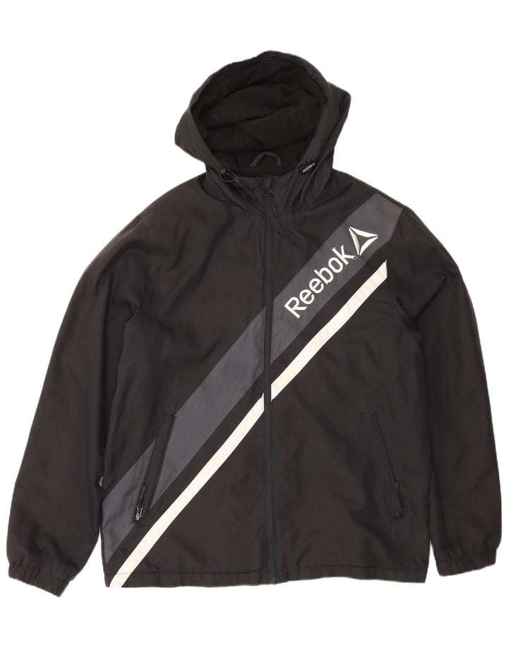 Reebok Herre Graphic Windbreaker Jacket UK 38 Medium Black Colourblock