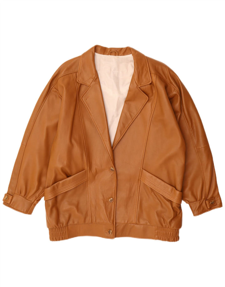 Vintage oversize læderjakke til kvinder EU 44 XL brunt læder