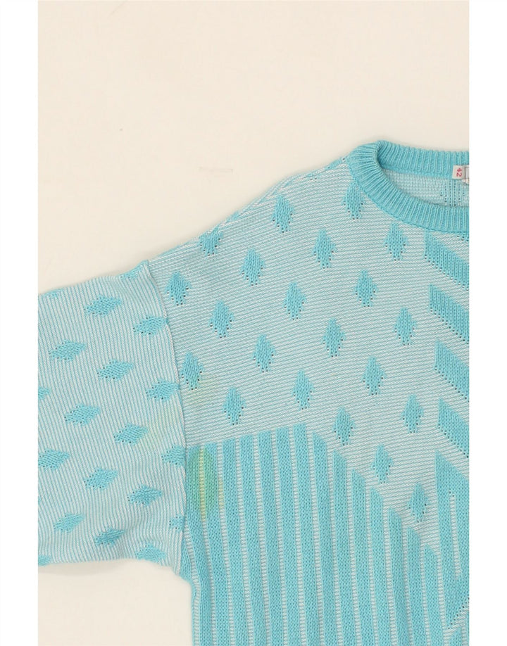VINTAGE Womens Boat Neck Jumper Sweater IT 42 Medium Blue Argyle/Diamond Vintage Vintage and Second-Hand Vintage from Messina Hembry 