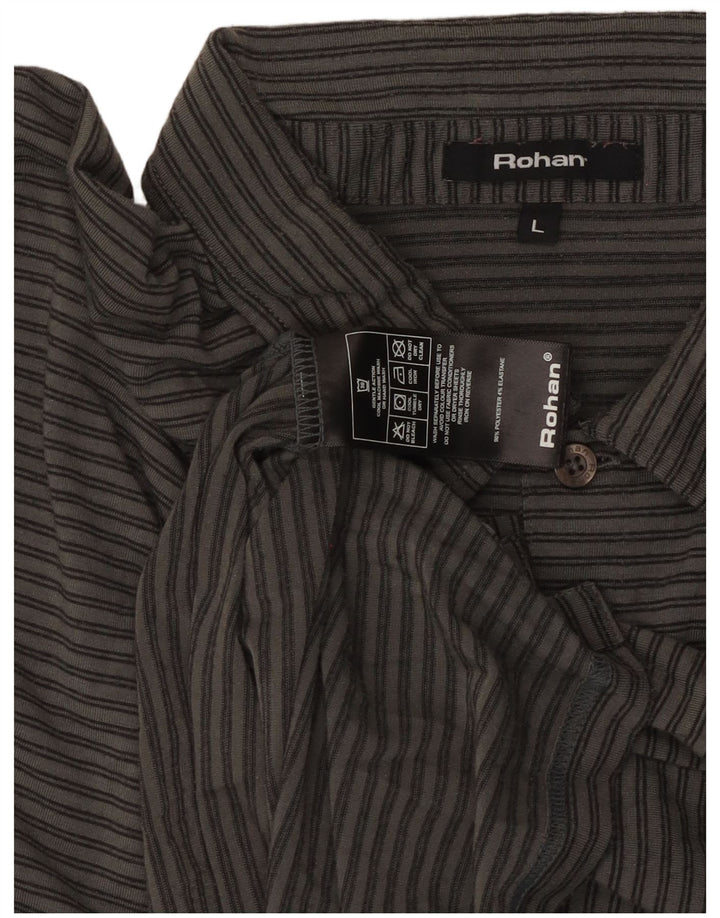 ROHAN Poloskjorte til mænd, stor gråstribet polyester