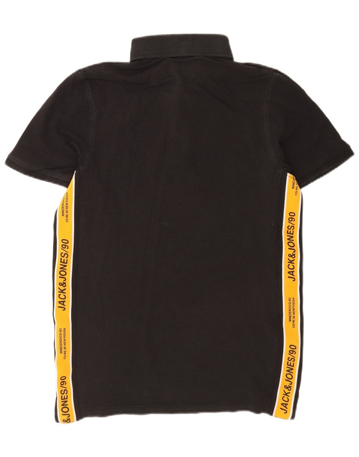 Jack & Jones Herre grafisk poloshirt Medium Sort Colourblock Bomuld