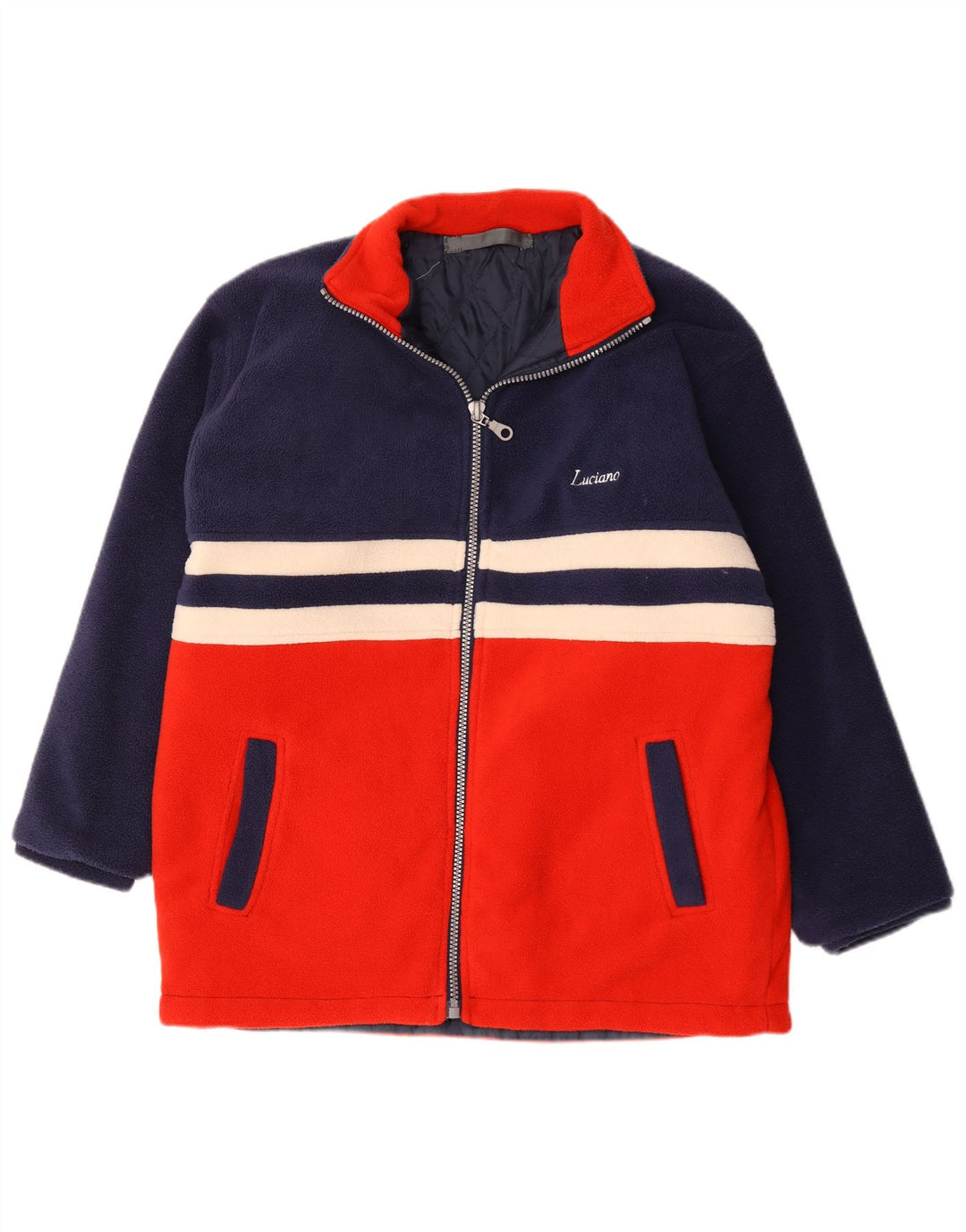 Vintage fleecejakke til mænd UK 40 Large Navy Blue Colourblock