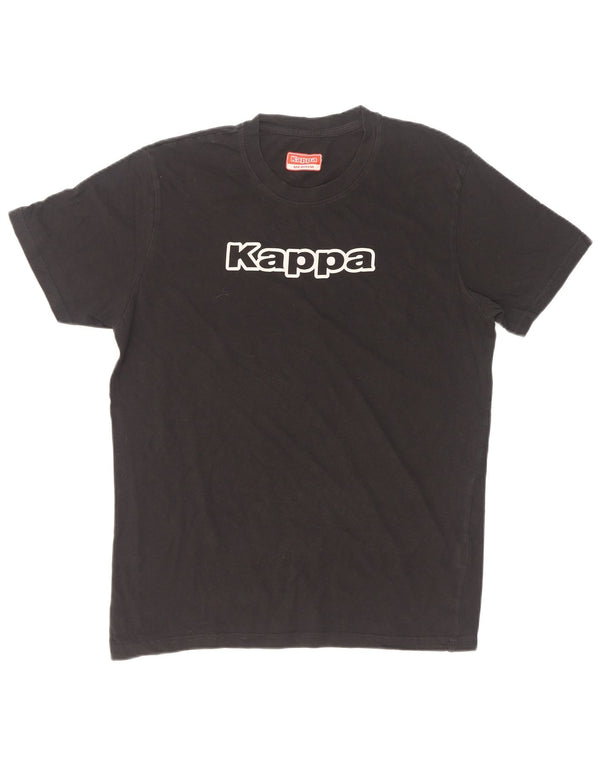 Kappa Herre Grafisk T-Shirt Top Medium Sort Bomuld