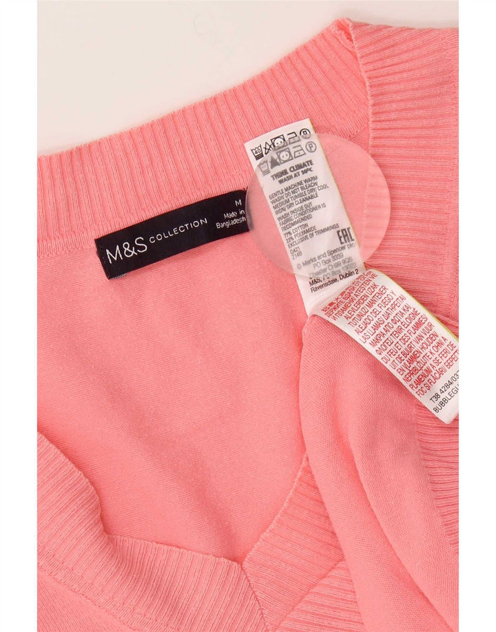 Marks & Spencer Dame V-hals sweater UK 14 Medium Pink Bomuld