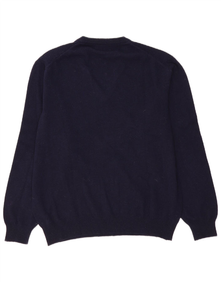 Il Granchio Herre V-hals sweater Stor marineblå lammeuld