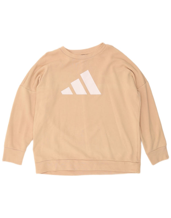 Adidas Dame Grafisk Oversized Sweatshirt Jumper UK 12/14 Medium Beige