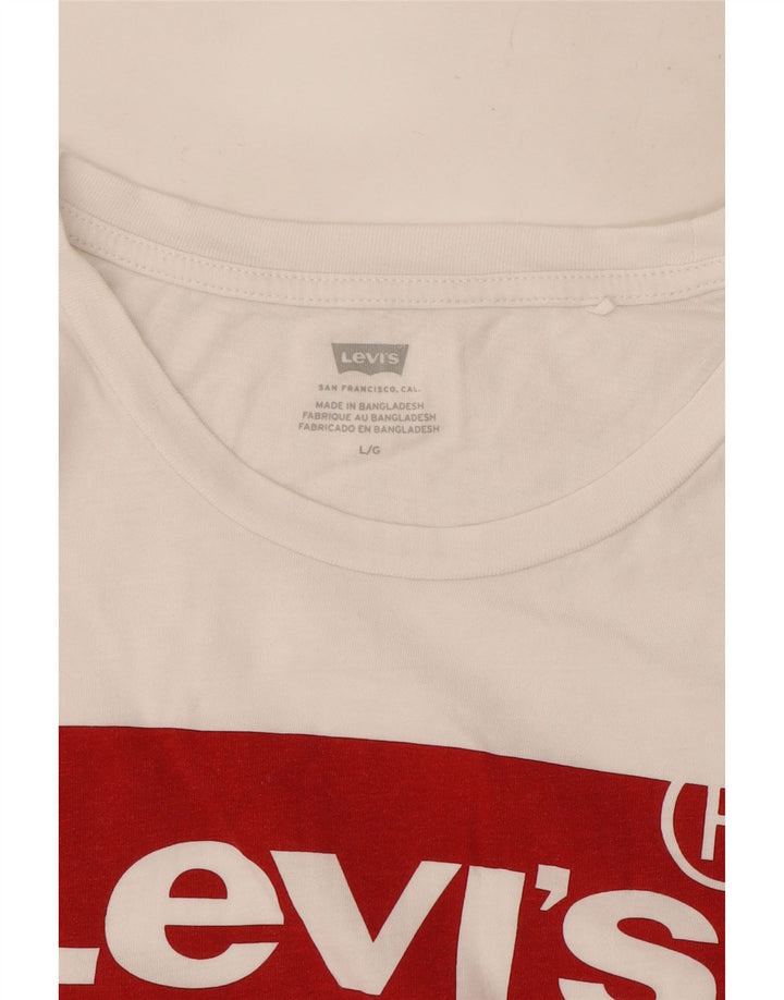 Levi's Dame Grafisk T-Shirt Top UK 16 Large White