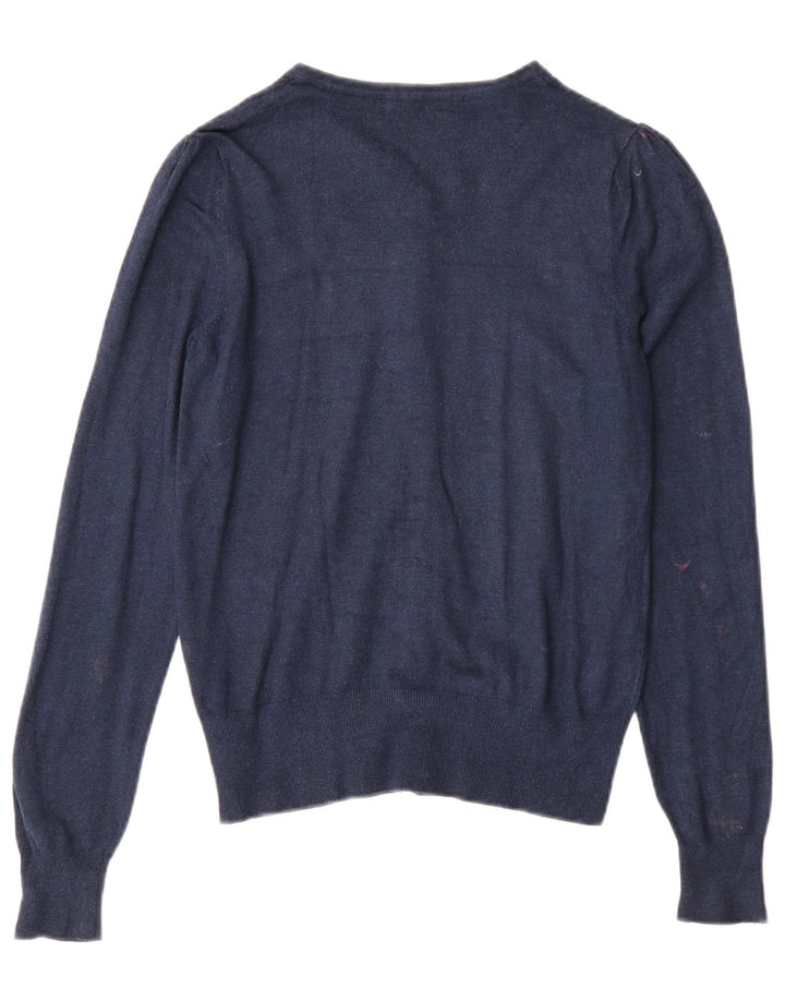 Marks & Spencer Dame Cardigan Sweater UK 10 Small Navy Blue Viscose