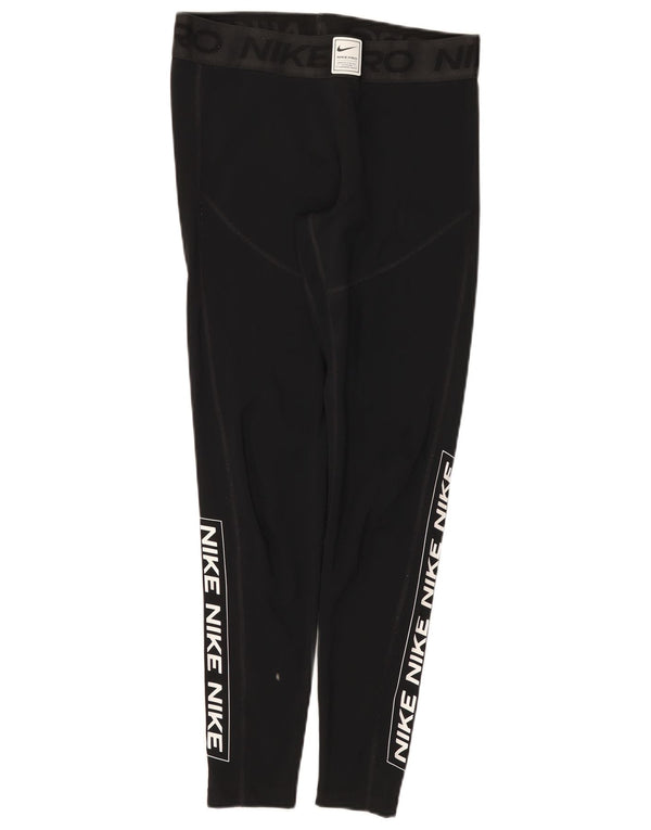 Nike Dame Dri Fit Grafiske Leggings UK 14 Large Black Polyester