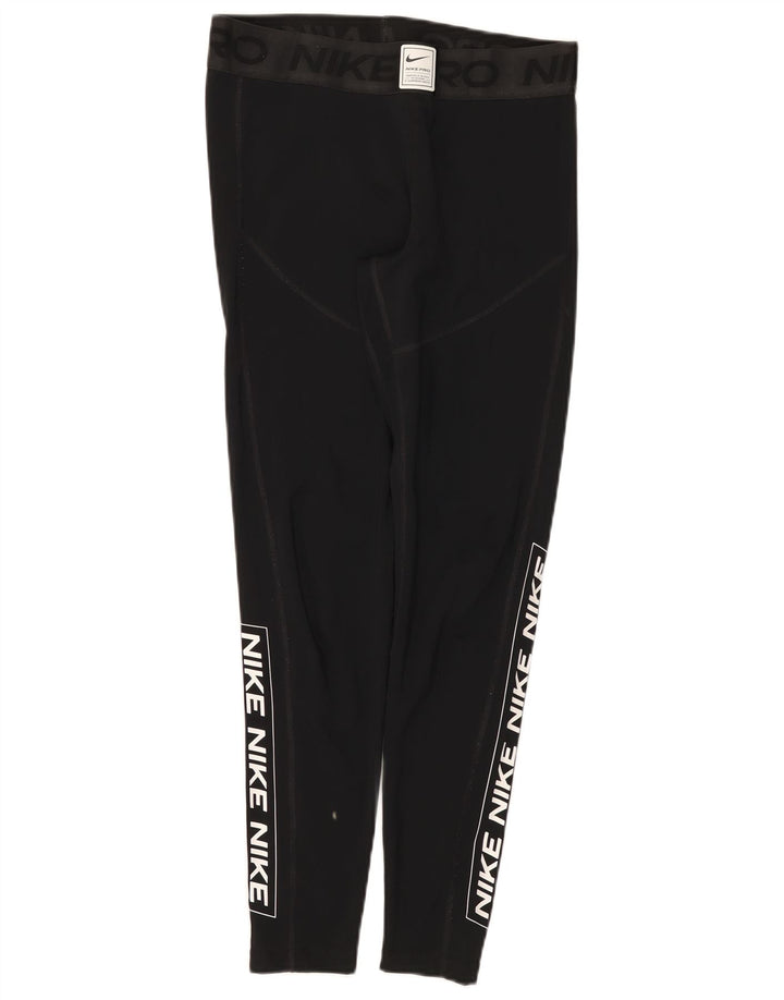 Nike Dame Dri Fit Grafiske Leggings UK 14 Large Black Polyester