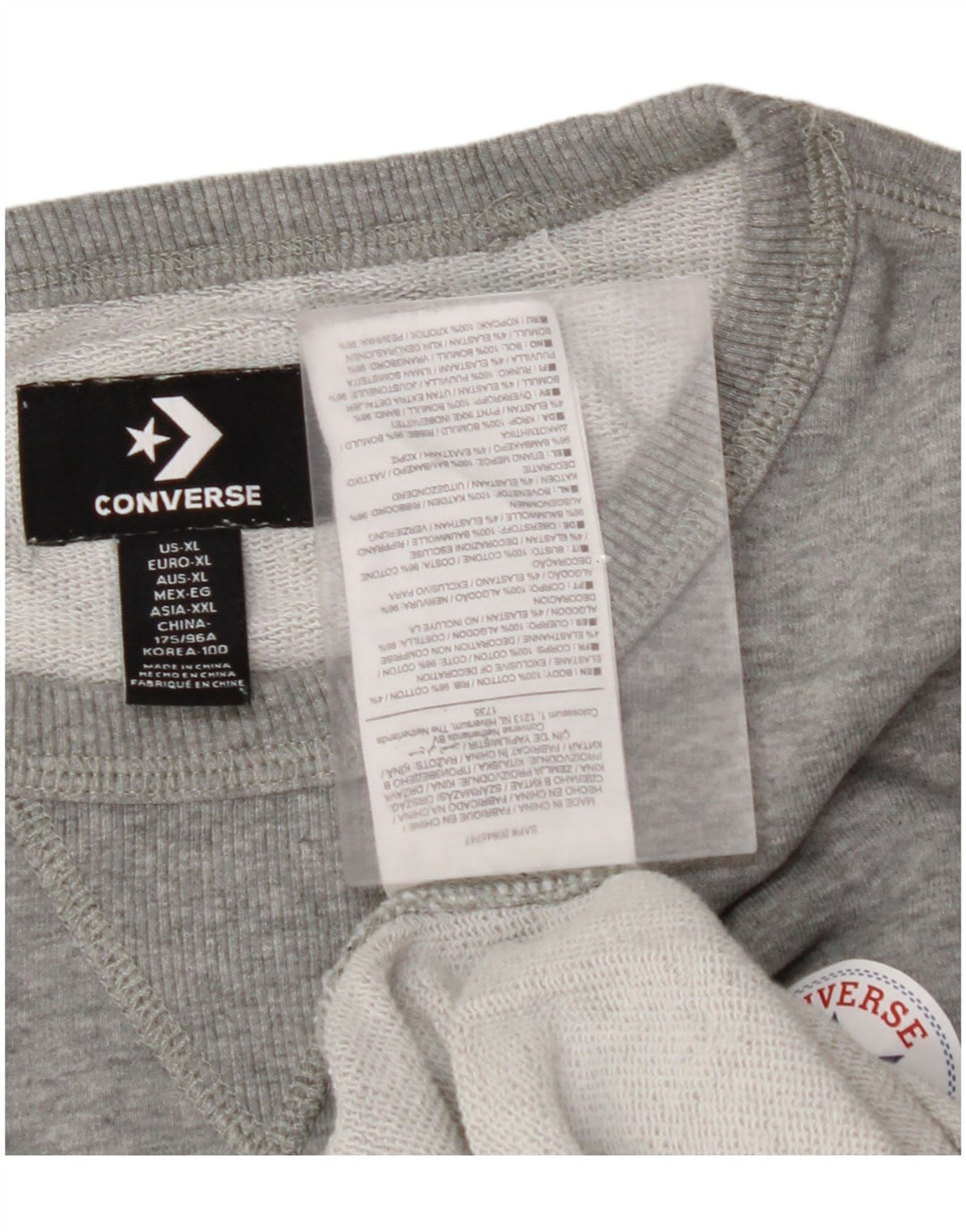 CONVERSE Dame Sweatshirt Jumper UK 18 XL Grå Bomuld