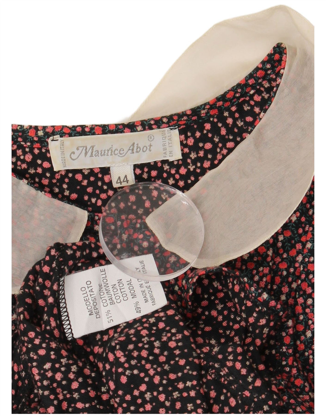 MAURICE ABOT Dame Langærmet Bluse Top IT 44 Medium Red Floral