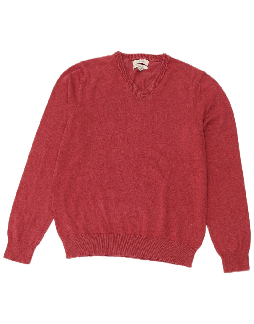 Marks & Spencer Herre V-hals sweater Medium Bourgogne bomuld