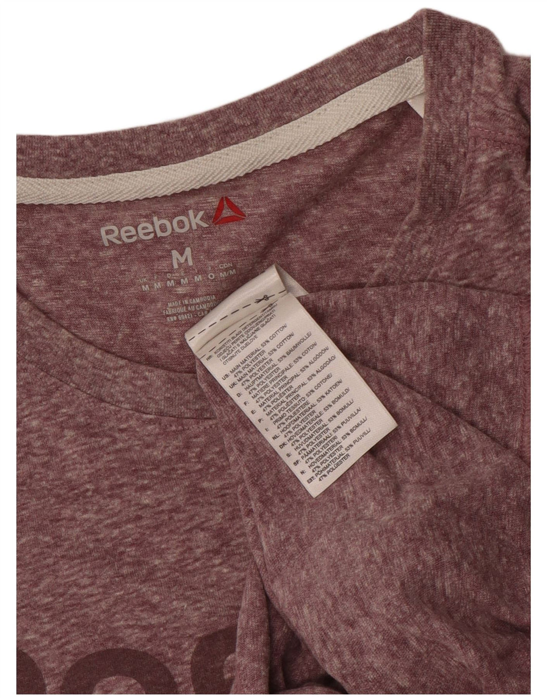 Reebok Herre grafisk T-shirt Top Medium Pink Flecked Bomuld