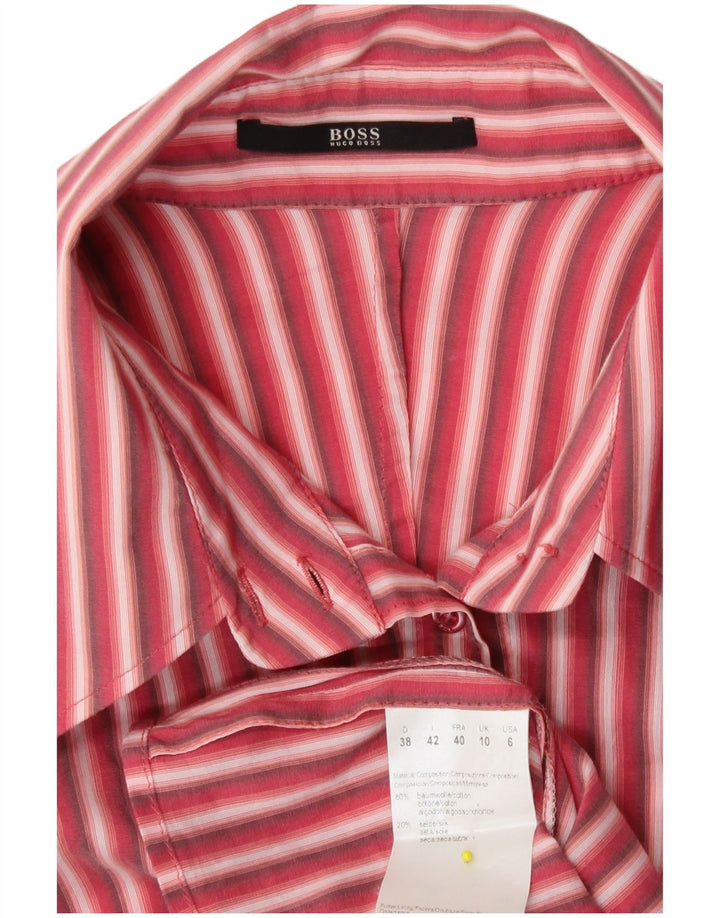 Hugo Boss Dameskjorte UK 10 Lille rødstribet bomuld