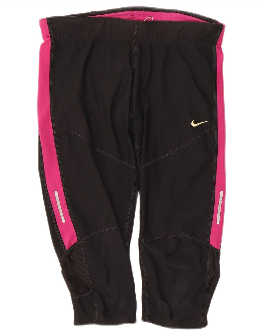 Nike Dame Capri Leggings UK 8 Small Black Colourblock Polyester