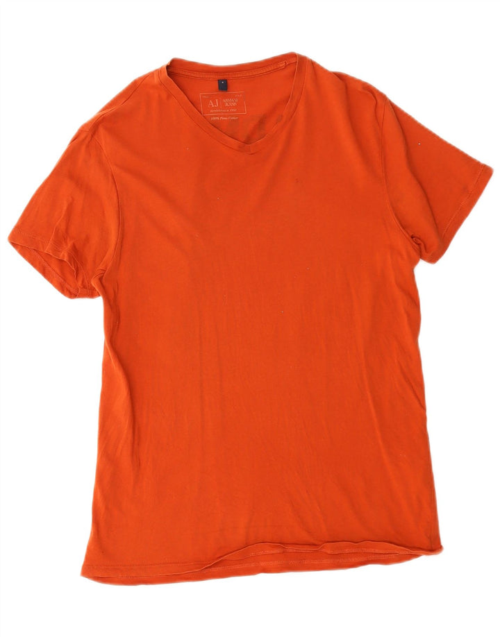 Armani Jeans Herre grafisk T-shirt Top Lille Orange Bomuld