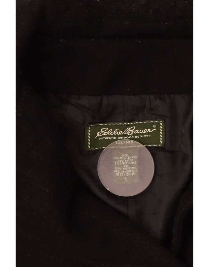 Eddie Bauer Womens Pea Coat UK 16 Large Black Wool