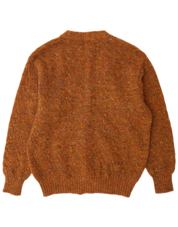 Benetton Herre Cardigan Sweater IT 50 Medium Brown Flecked New Wool