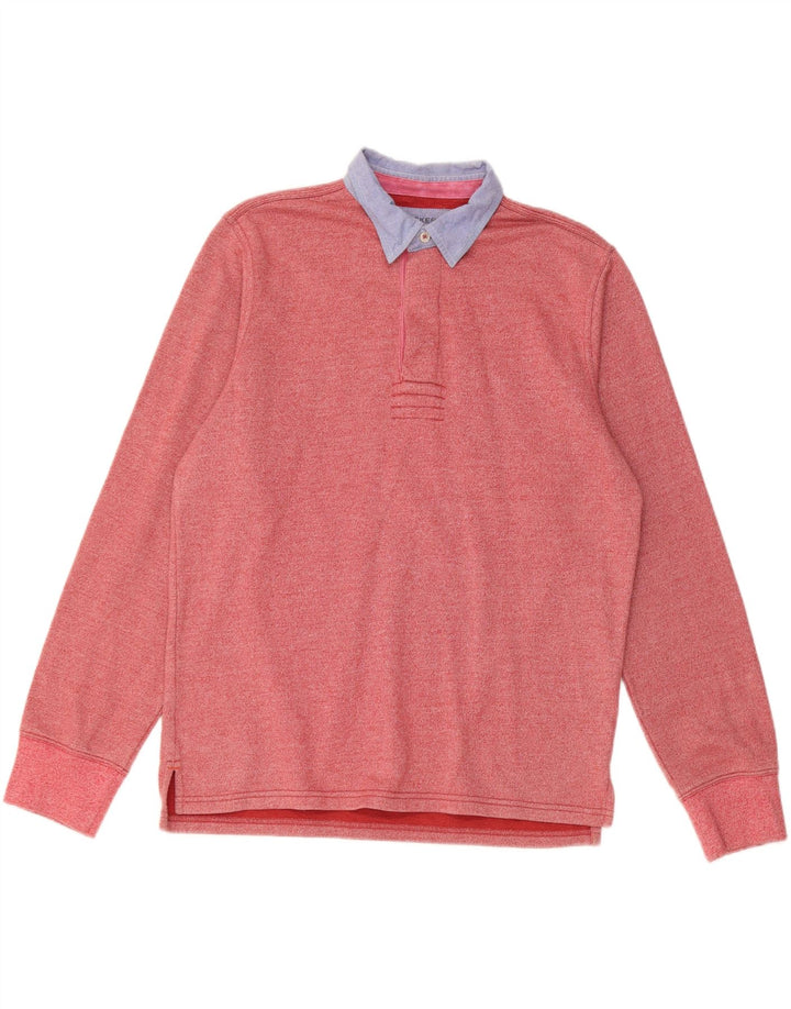 DOCKERS Langærmet rugby poloshirt til mænd Medium rød bomuld