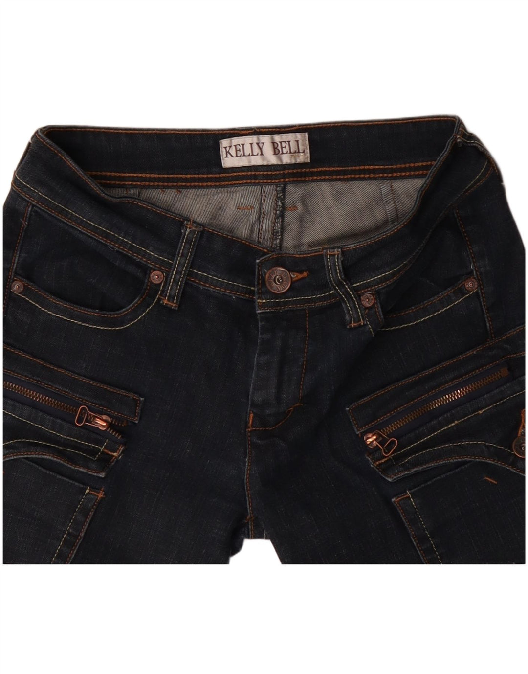 VINTAGE Dame Denim Cargo Shorts W28 Medium Navy Blue