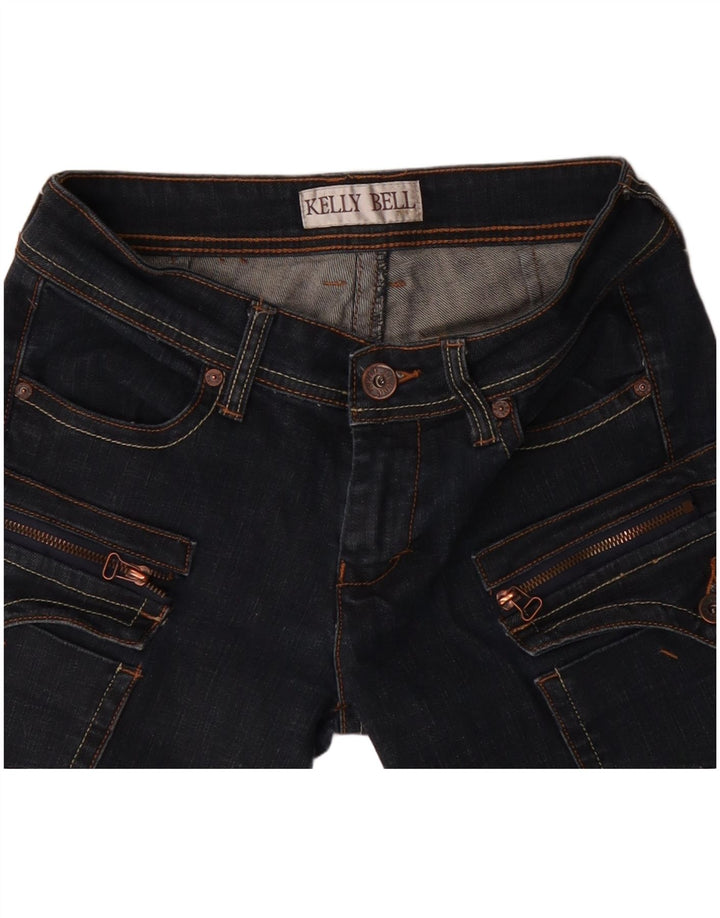 VINTAGE Dame Denim Cargo Shorts W28 Medium Navy Blue