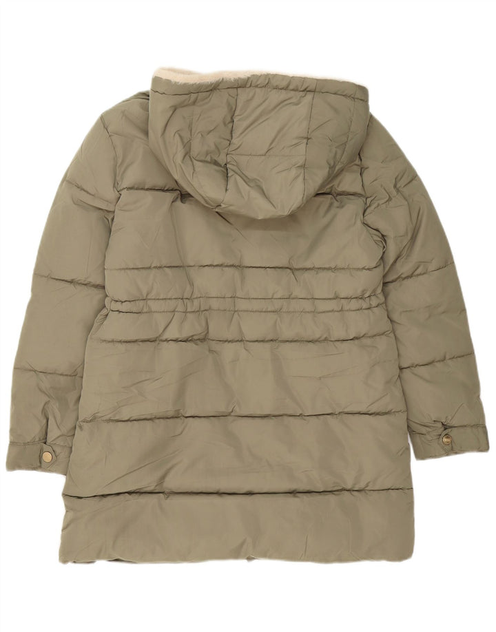 Zara Pige Polstret Hættejakke 13-14 År Grøn Polyester