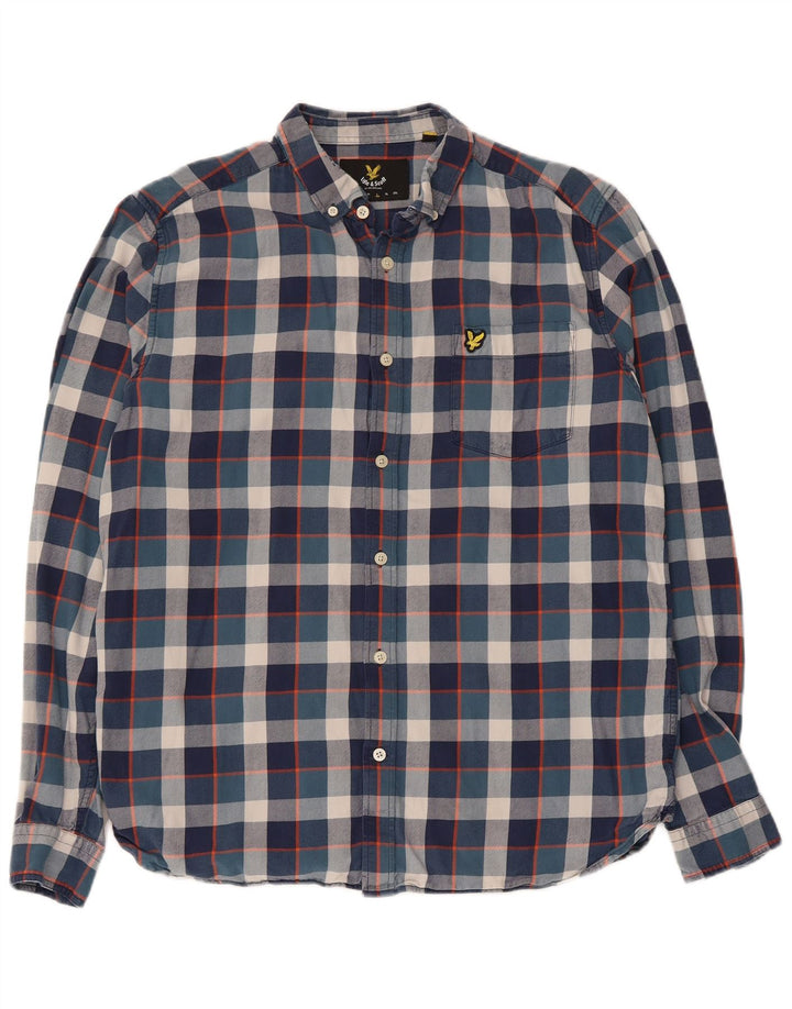Lyle & Scott herreskjorte stor marineblå ternet bomuld