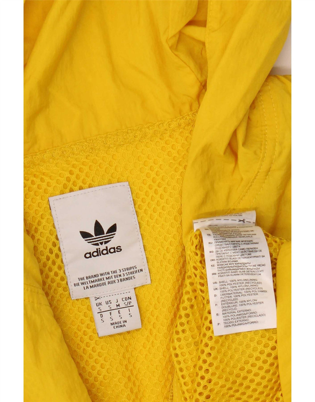 Adidas Herre Hættetrøje Regnjakke UK 36 Lille Gul Nylon