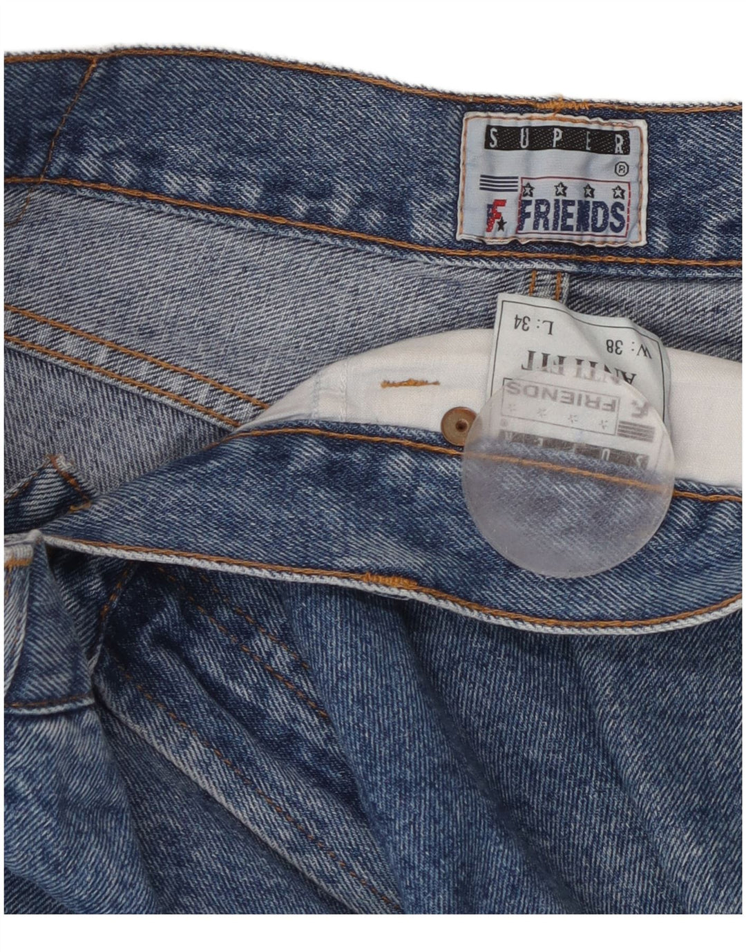 Vintage Straight Jeans til mænd W38 L34 blå bomuld