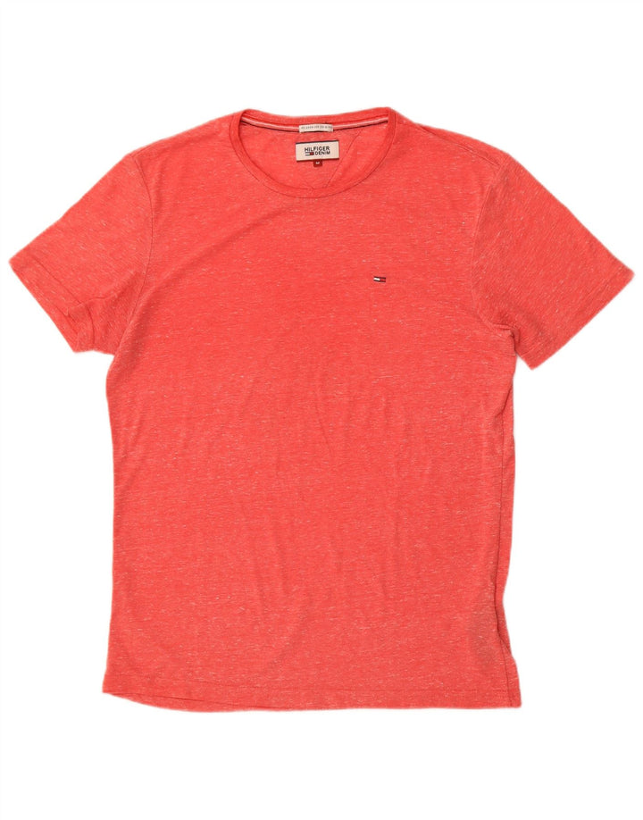 Tommy Hilfiger Herre T-Shirt Top Medium Rød Flecked Polyester