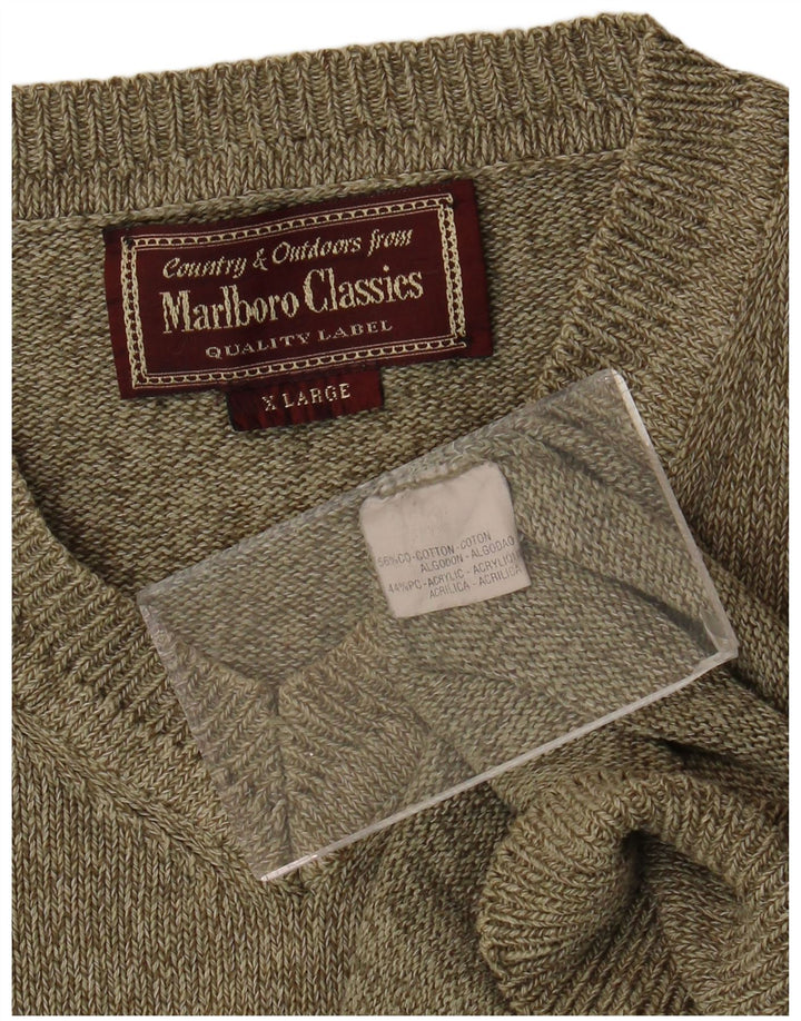Marlboro Classics Herre V-hals sweater XL brun bomuld