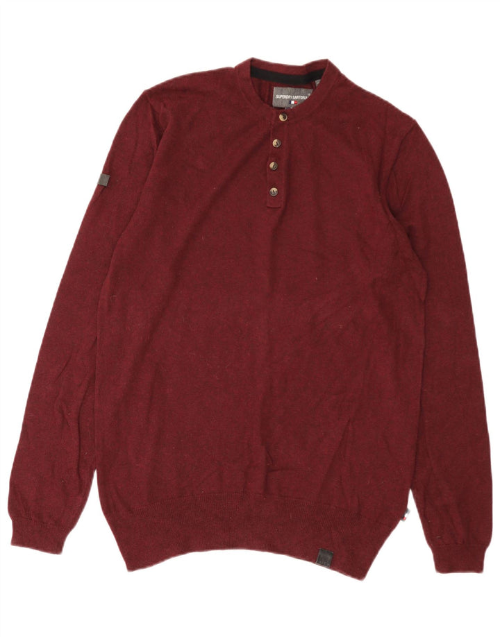 Superdry Sweater med rund hals til mænd Medium Bourgogne bomuld