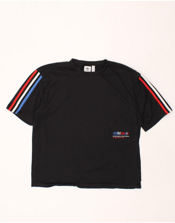 ADIDAS Womens Oversized T-Shirt Top UK 8 Small  Black Cotton Vintage Adidas and Second-Hand Adidas from Messina Hembry 