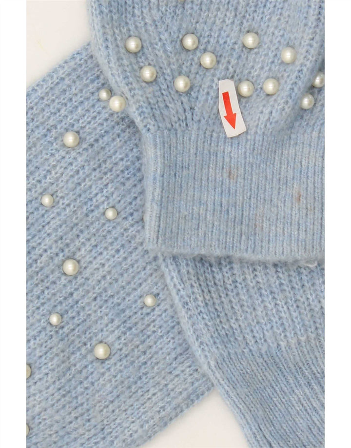 Marks & Spencer Dame Boat Neck Jumper Sweater UK 14 Medium Blue Spotted