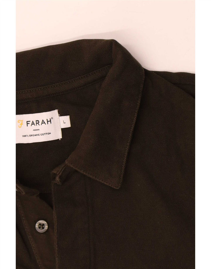Farah Langærmet Polo Shirt til mænd Stor Khaki Bomuld
