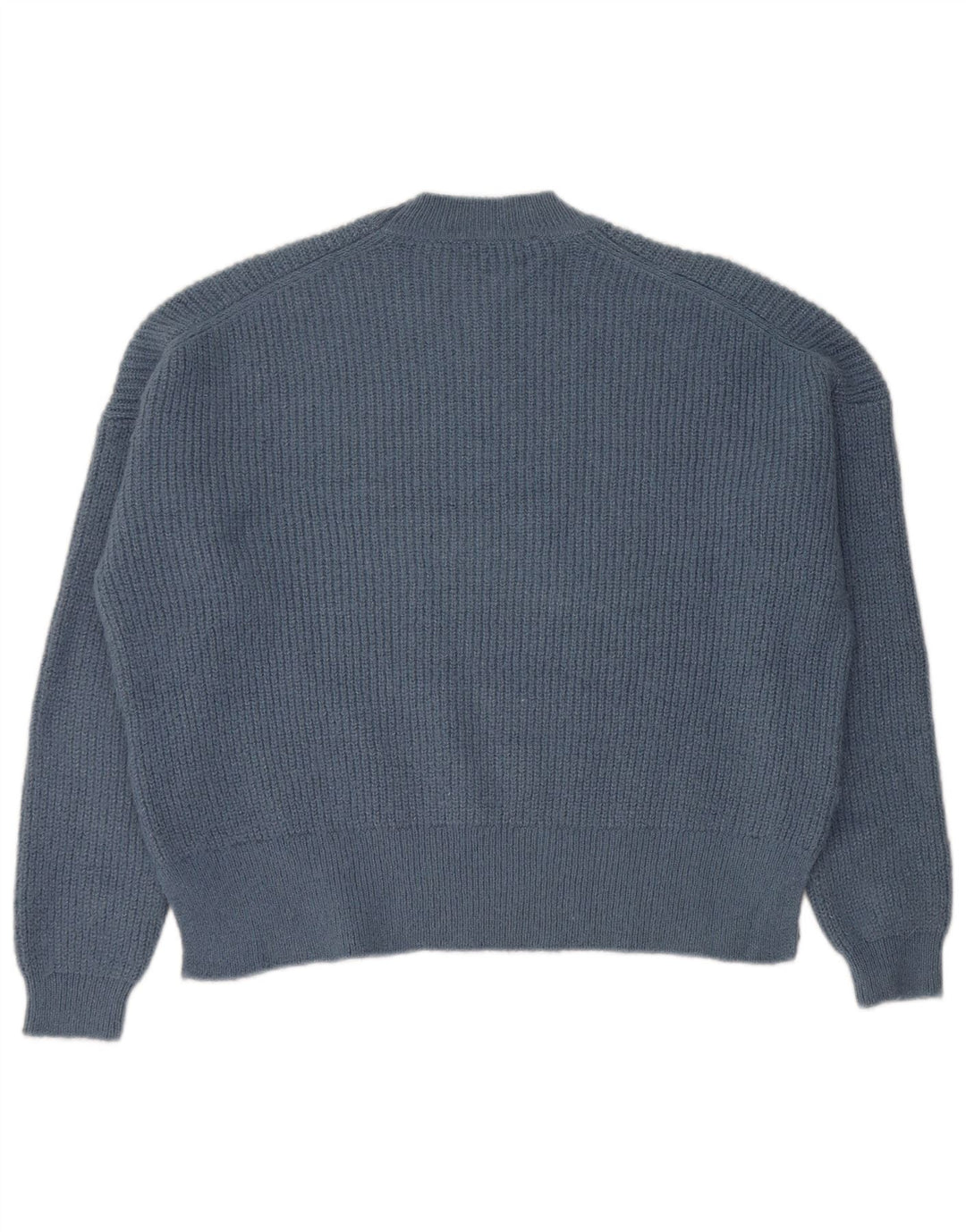 Zara Dame Oversized Crew Neck Jumper Sweater UK 10 Small Blue Acryl