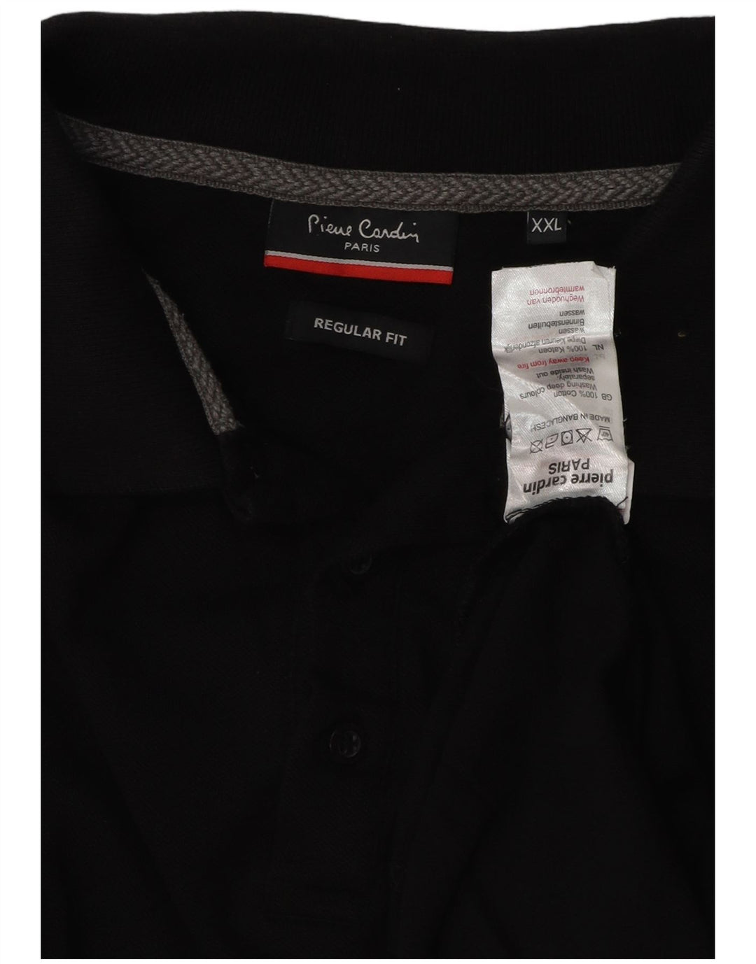 PIERRE CARDIN Herre Regular Fit Langærmet Polo Shirt 2XL Sort Bomuld