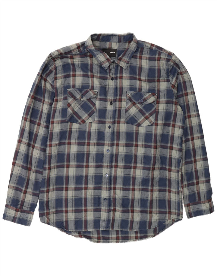 Hurley herreskjorte XL blå ternet polyester