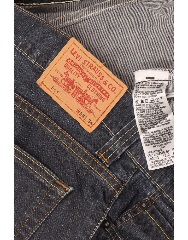 Levi's Herre 511 Slim Jeans W38 L34 Marineblå Bomuld