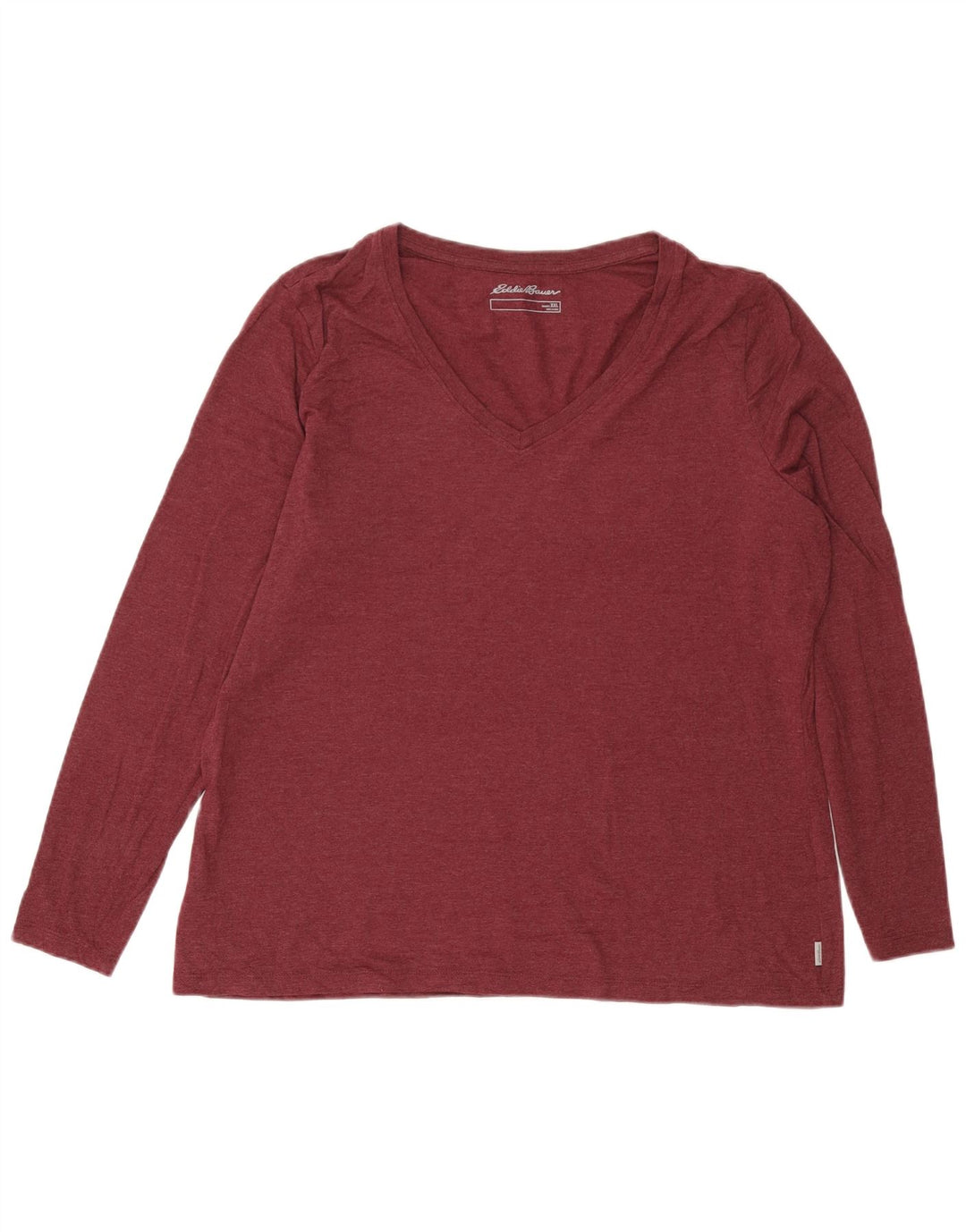 Eddie Bauer Dame Top Langærmet UK 20 2XL Bourgogne Bomuld