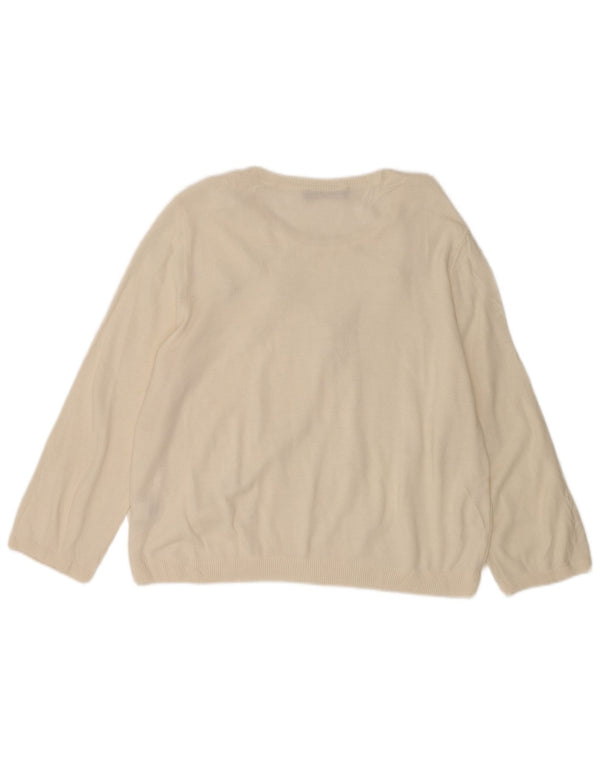 Marks & Spencer Dame Boat Neck Jumper Sweater UK 18 XL Beige Floral