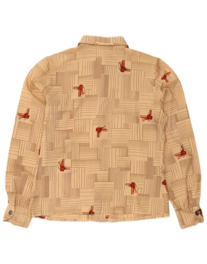 Vintage dameskjorte UK 12 Medium Beige Geometrisk