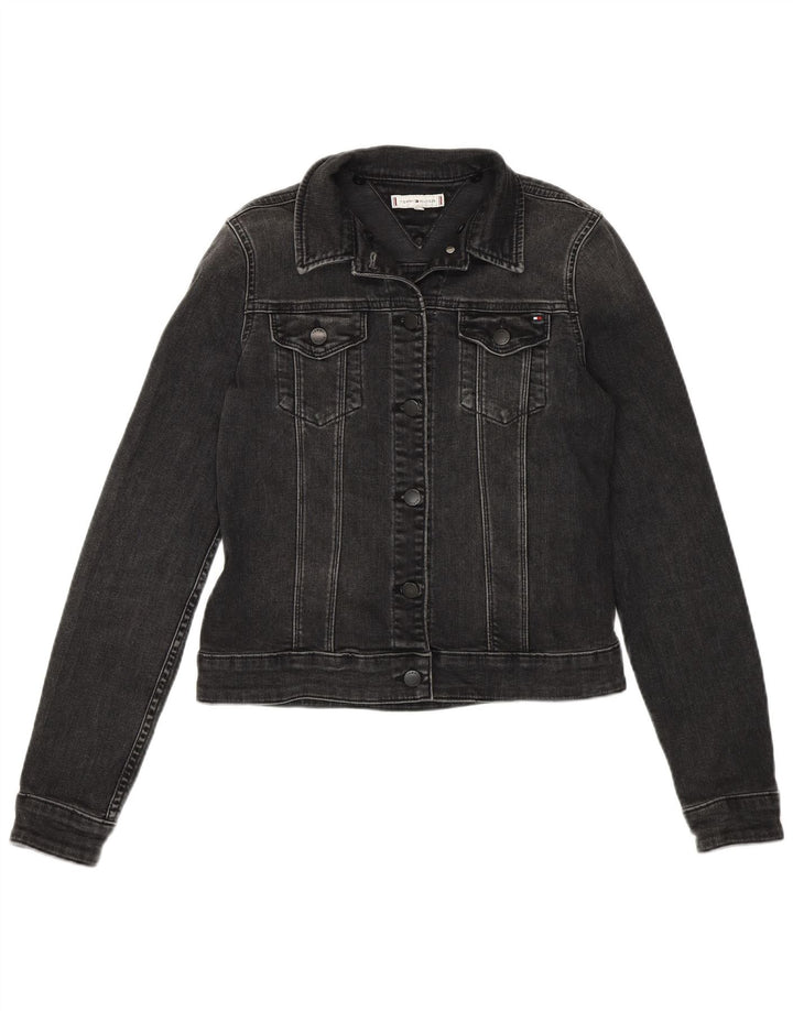 Tommy Hilfiger Dame Crop Denim Jacket US 6 Medium Grey Bomuld