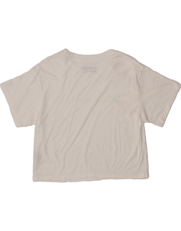 CHAMPION Womens Crop Graphic T-Shirt Top UK 14 Medium White Polyester Vintage Champion and Second-Hand Champion from Messina Hembry 